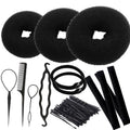 Set of donut hair styling tools - korean style donut bun maker for braided and updo hairstyles