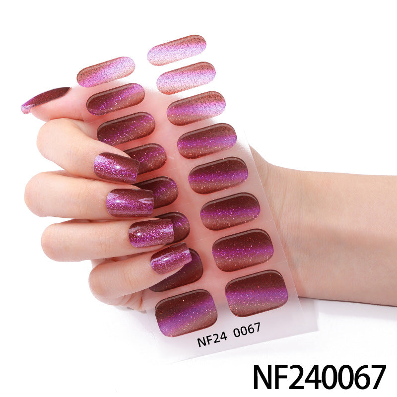 Zhengxiang custom gel nail stickers waterproof amazon cat eye onion powder uv light semi-cured nail stickers wholesale