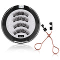 Magnetic false eyelashes 1 pair set with applicator - 3d volume, hard band, reusable, glue-free magnetic lashes