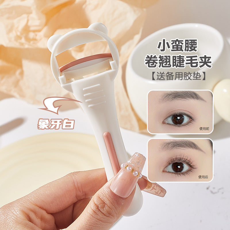 Jonbos slim waist eyelash curler - wide angle sunflower design, long-lasting hold, eyelid-friendly, portable curler