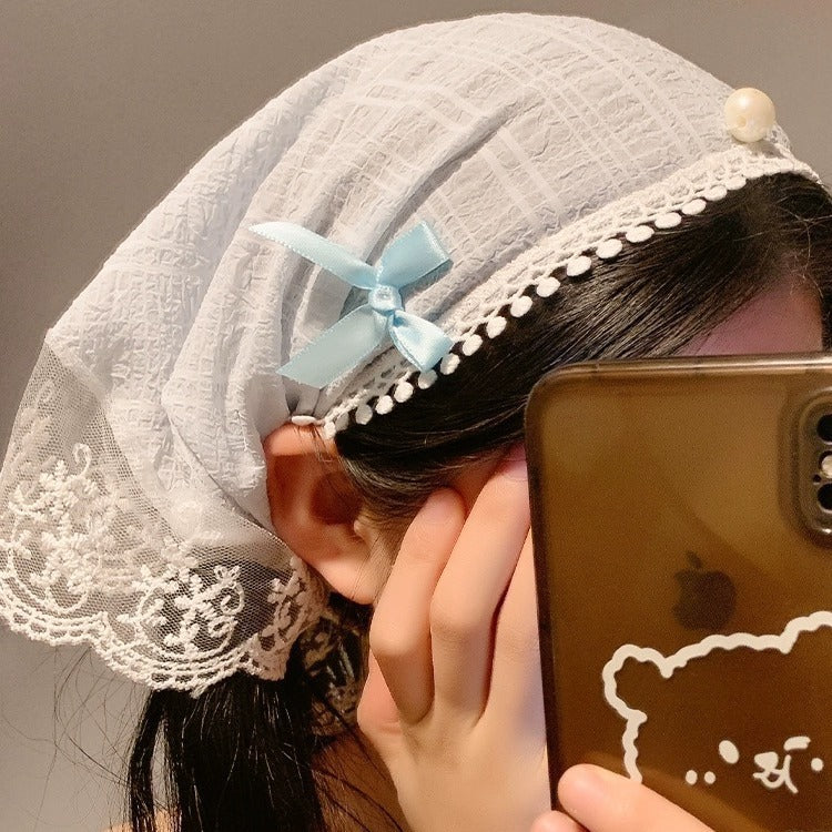 Summer dopamine red and blue plaid headband french sweet lace trim sweet girl headband photo prop new arrival