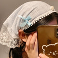 Summer dopamine red and blue plaid headband french sweet lace trim sweet girl headband photo prop new arrival