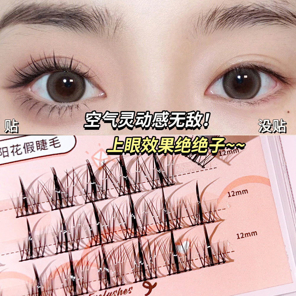 Jonbos lazy girl trilogy false eyelashes - natural & realistic sunflower, wheat stalk, and tower tip single cluster lashes (glue-on)