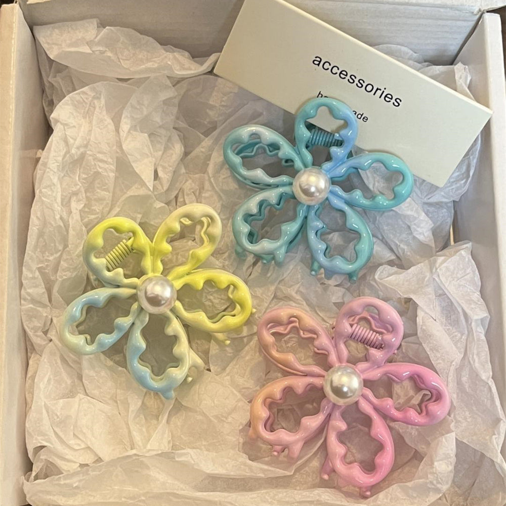 Gradient color dopamine flower small hair clip for women y2k high-end elegant hair clip 2024 new year shark clip