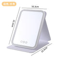 Led makeup mirror with light - portable, foldable, storage, home, dorm, desktop, household, travel, glass beauty mirror