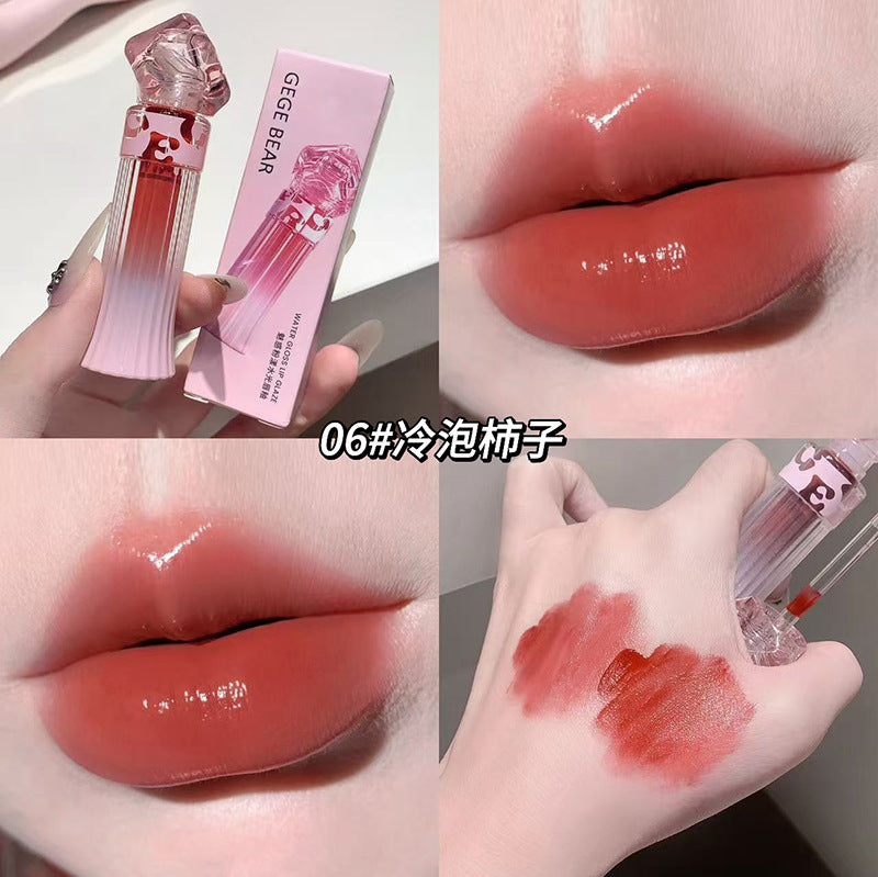 Gege bear charming pink water glossy lip glaze suit women's mirror glass dudu lips pseudo-natural white lipstick