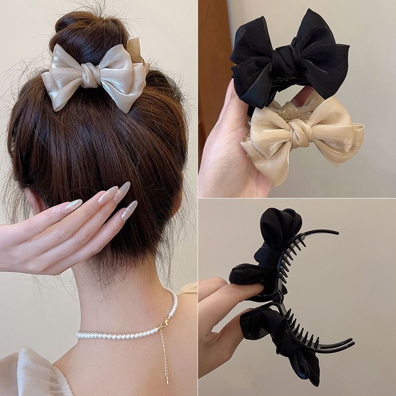 Sweet black bows ball head clip popular new arrivalelegant hair clip female back of head clip headwear clip