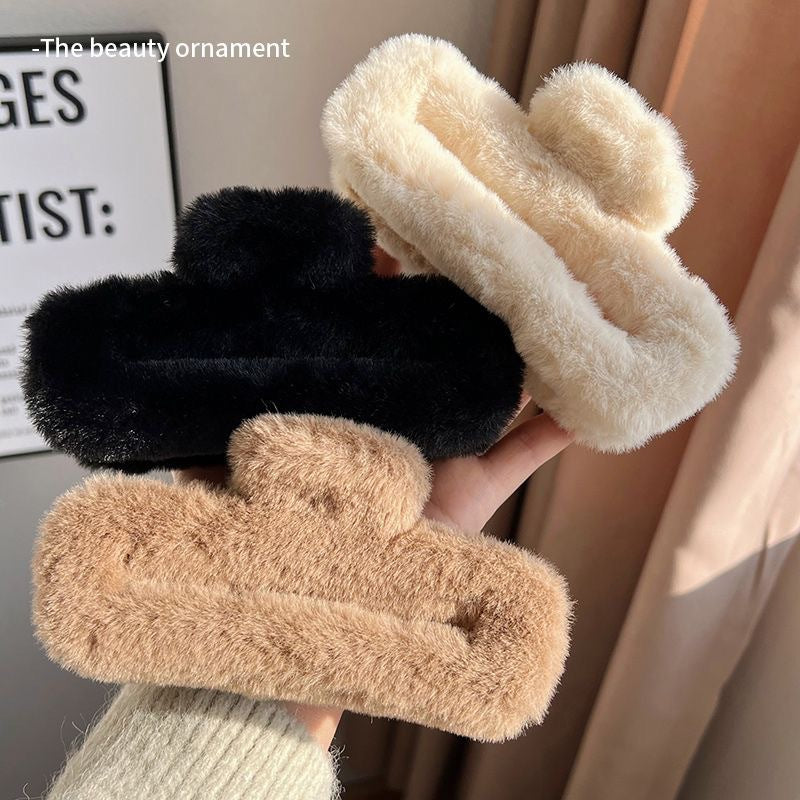 Fall and winterpure color fur gripper stuffed hairpin back of head hair gripper eleganceelegant shark clip cute hairpin headwear