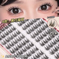 Jonbos self-adhesive glue-free false eyelashes - cocoa brown cat eye natural style, born-with-it curl, segmented individual cluster lashes