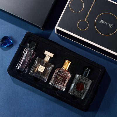 Beautiful girl gift box women's perfume four-piece set perfume wholesale long-lasting light fragrance recommended black coffee perfume for women