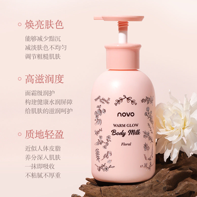Novo warm radiance body lotion - hydrating, moisturizing, and anti-dryness for autumn/winter. long-lasting fragrance, 320g