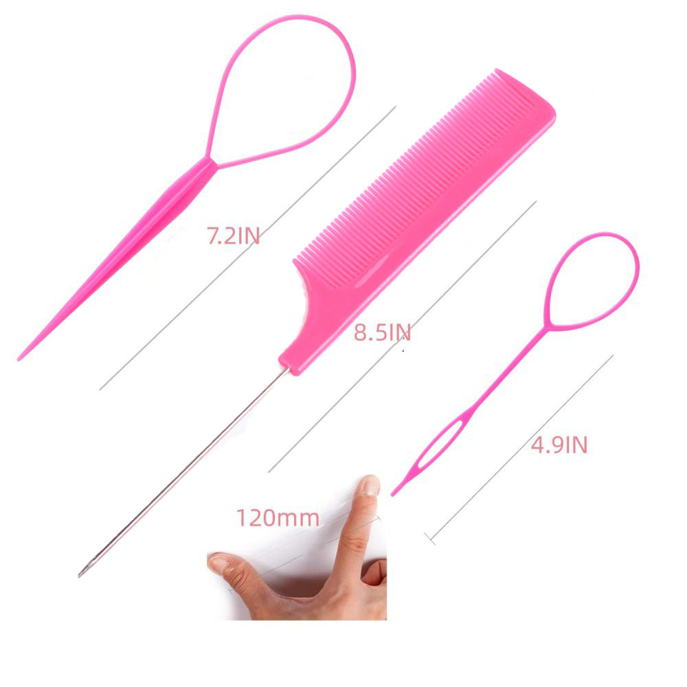 Pointed tail comb, hair pulling needle, pattern hair curler suit, hair braiding tool, steel needle comb, ball head hairdressing styling supplies
