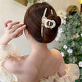 Color block heart large claw clip 2024 new shark clip for thick hair, unique design, niche style, back of head updo hair clip