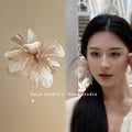 Dead leaf butterfly chiffon flower bead hairpin elegant tassel u-shaped hairpin new chinoiserieclassy hairpin fairy