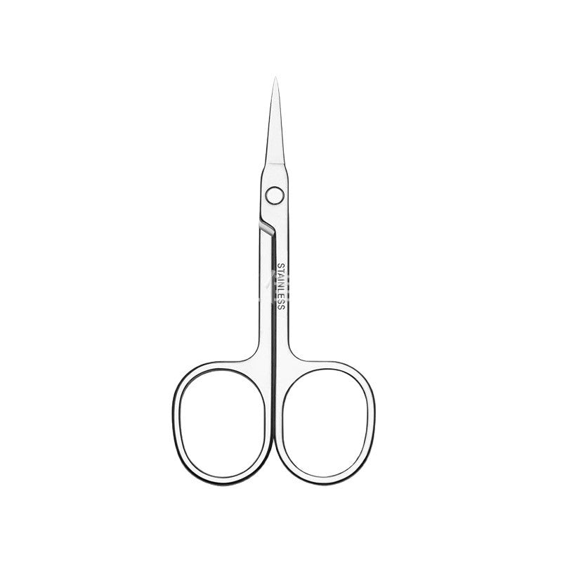 Stainless steel mirror-polished c-clip pointed tip scissors for nose hair trimming, eyebrow shaping, and general grooming - stainless steel round-tip nose hair scissors - beauty tools