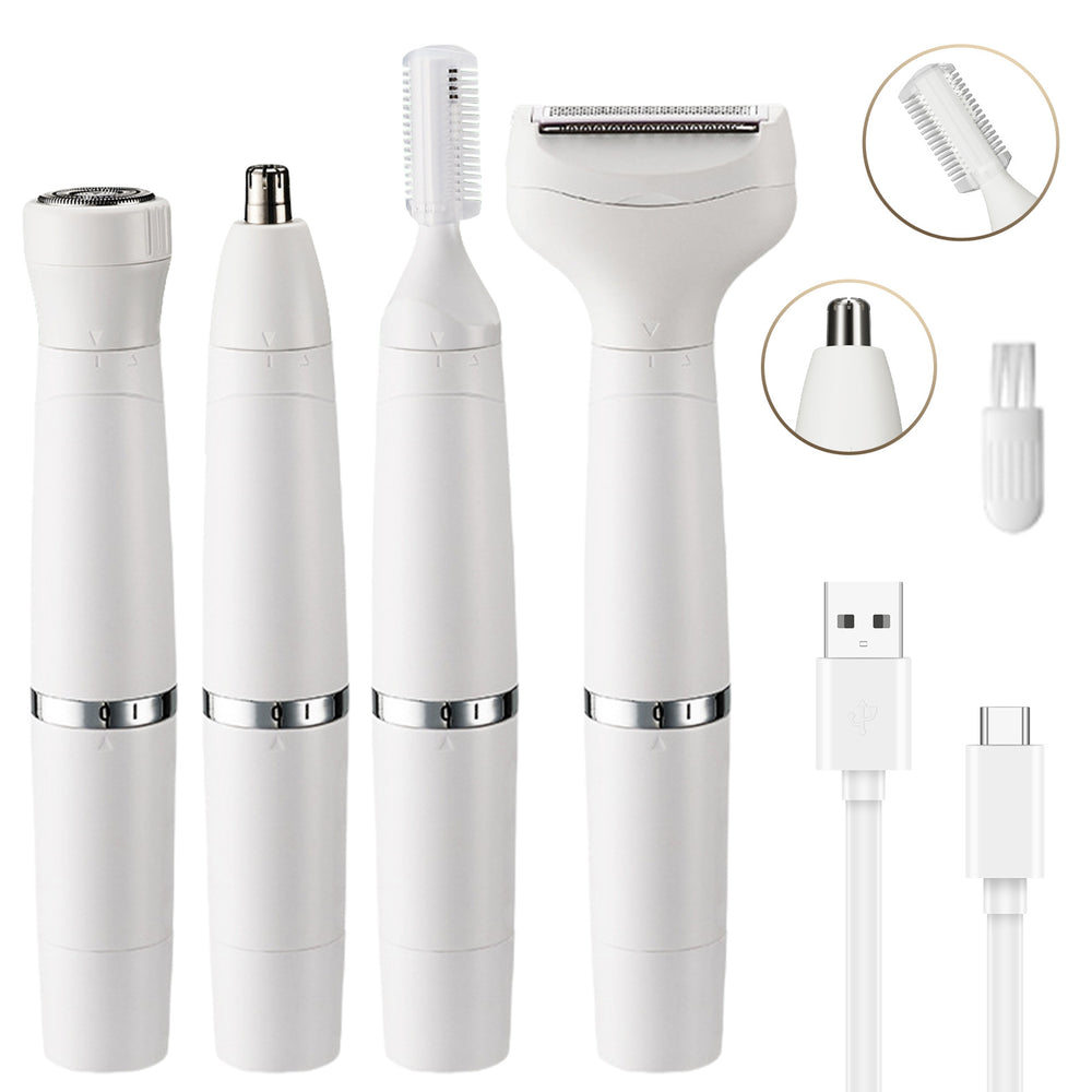 4-in-1 electric shaver: multifunctional nose hair trimmer, eyebrow shaper, underarm hair remover, and leg hair depilator