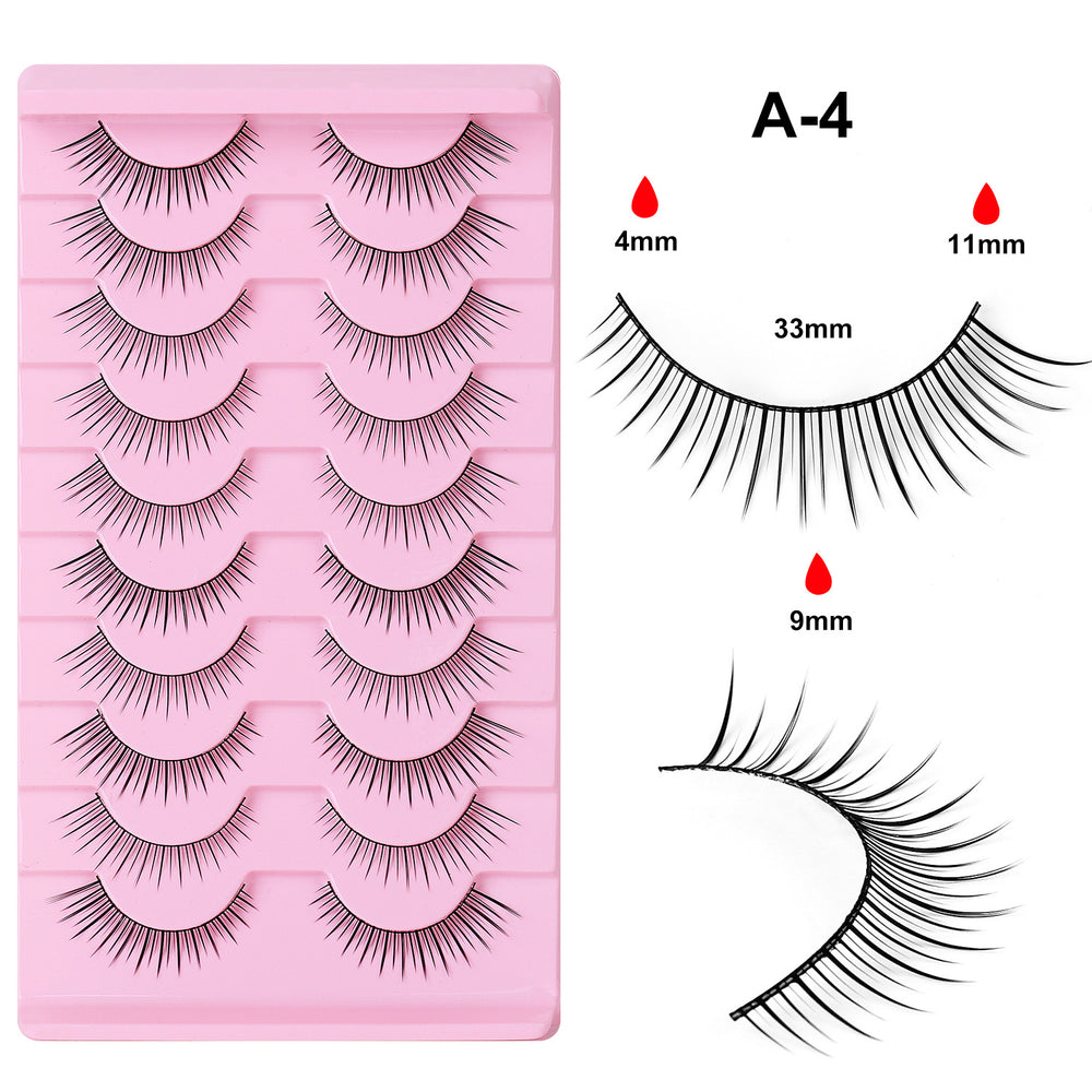 10 pairs of hard stem false eyelashes - voluminous, faux cluster lashes for stage makeup, professional makeup artist grade