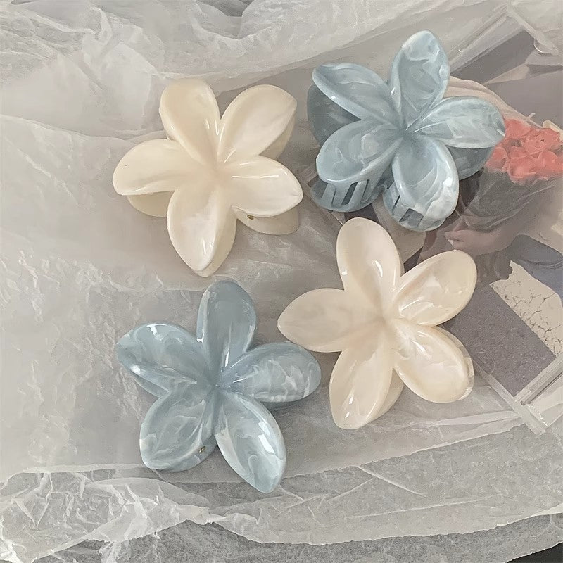 Summer dopamine gradient flower clip half-tied hair clip headwear hair clip women's back of head shark clip classy