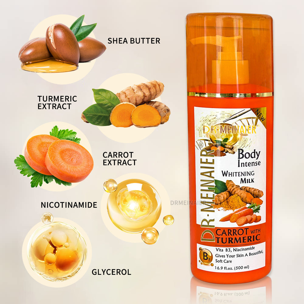 carrot turmeric body lotion 500ml - brightening, hydrating, and moisturizing body cream - wholesale