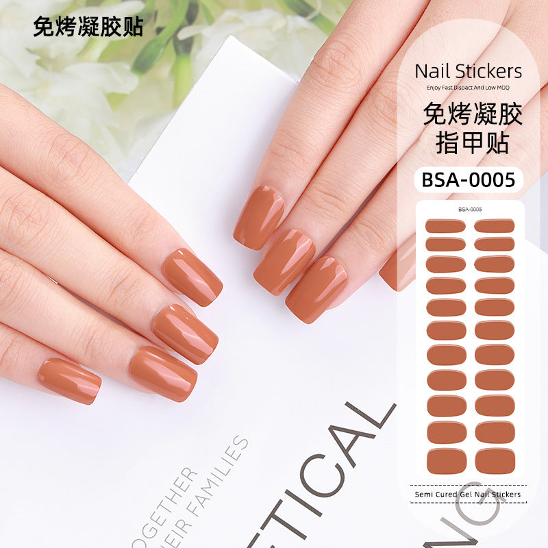Zhengxiang factory customized no-bake gel nail art stickers solid color european and american photo lamp nail stickers amazon foreign trade wholesale