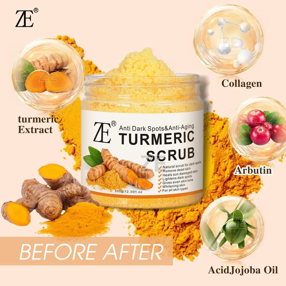 Turmeric body scrub - exfoliating bath salt for deep cleansing and skin rejuvenation