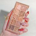 Sweet mint ten-color eyeshadow palette - shimmer, matte, fine glitter - student-friendly, everyday, affordable, cement earth tones