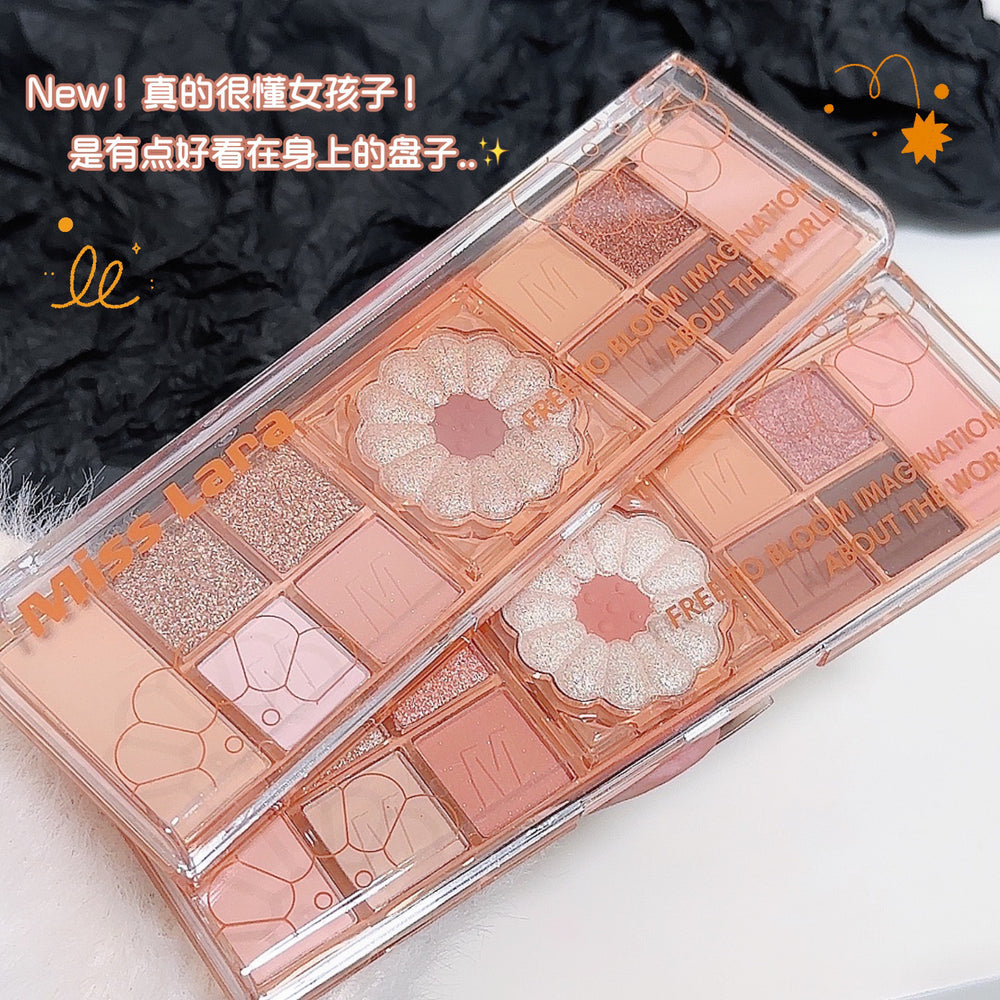 Miss lara twelve color flower eyeshadow palette pearlescent fine shimmer matte everyday earth color novice one palette multi-use