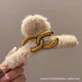 New arrivalstuffedelegantretro style large gripperclassystuffed hair clip for women's back of head large clip headwear