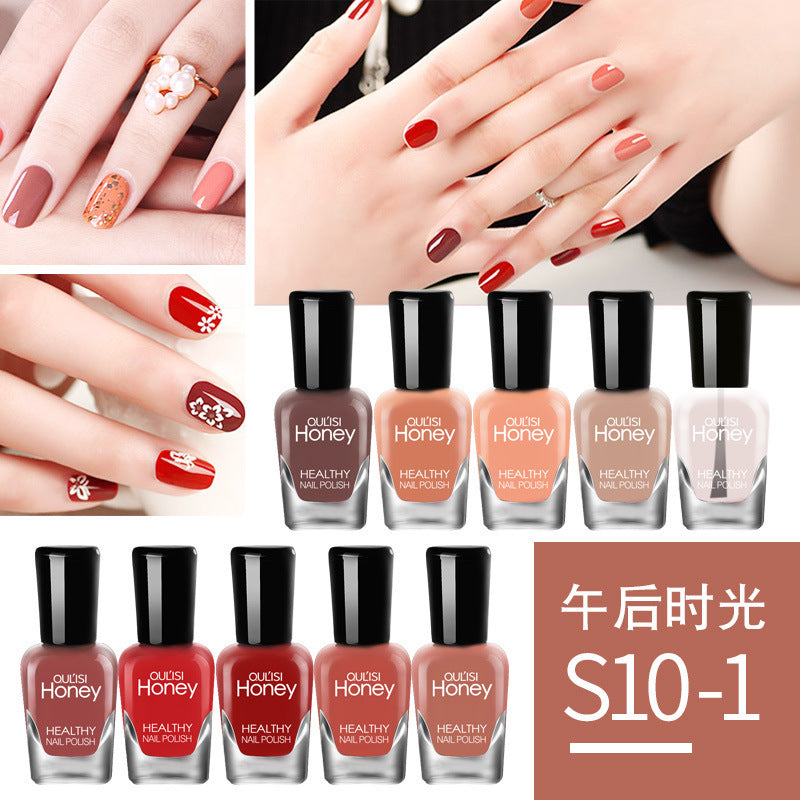 Set of nail polish, quick-drying, no-bake, peelable, water-based, beginner-friendly nail polish, 5ml*10 bottles, cross-border