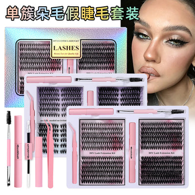 Amazon's best-selling false eyelashes set, large-capacity diy segmented european and american curling eyelashes glue in stock