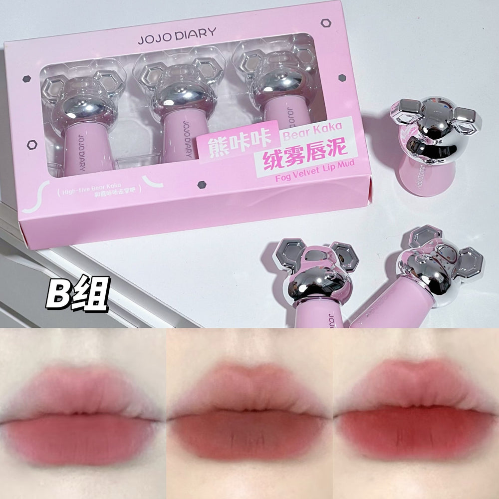 Jojo diary bear kaka velvet mist lip mud lip glaze suit velvet matte matte student affordable whitening lipstick