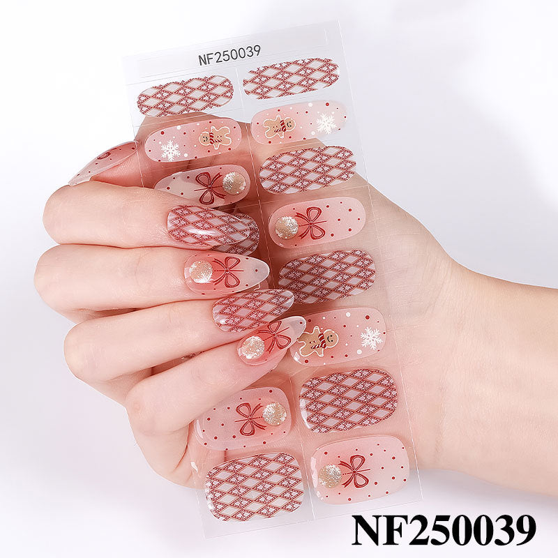 Zhengxiang christmas gel nail stickers waterproof onion powder flash cross-border fashion uv semi-baked manicure stickers full stickers personalized