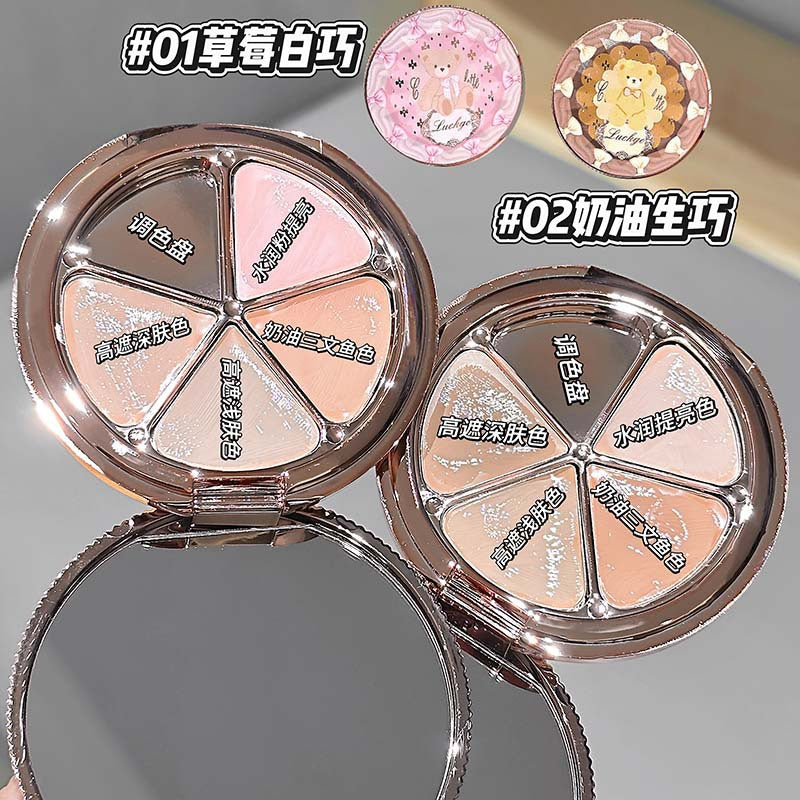Luckgo pink sweetheart concealer palette - covers tattoos, facial spots, acne scars, dark circles, and tear troughs