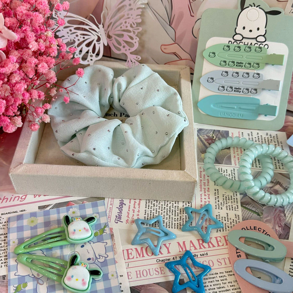 Purple hair clips - 50 piece set: cute hair clips, sweet & girly bang clips, japanese style cartoon hair accessories
