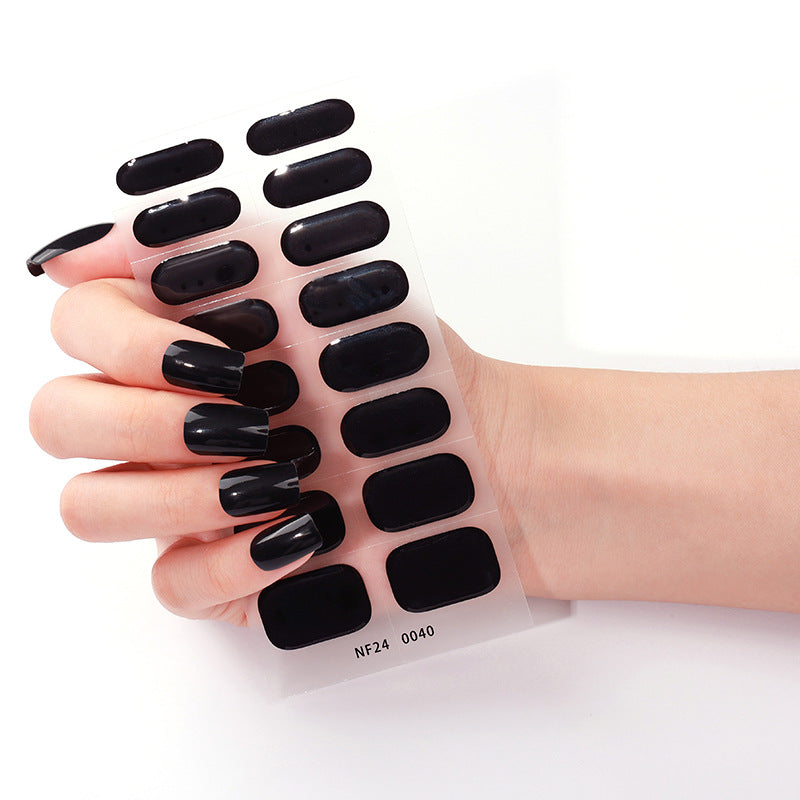 Zhengxiang custom gel nail stickers - solid color glitter, korean style uv light semi-cured nail stickers, waterproof, cross-border wholesale