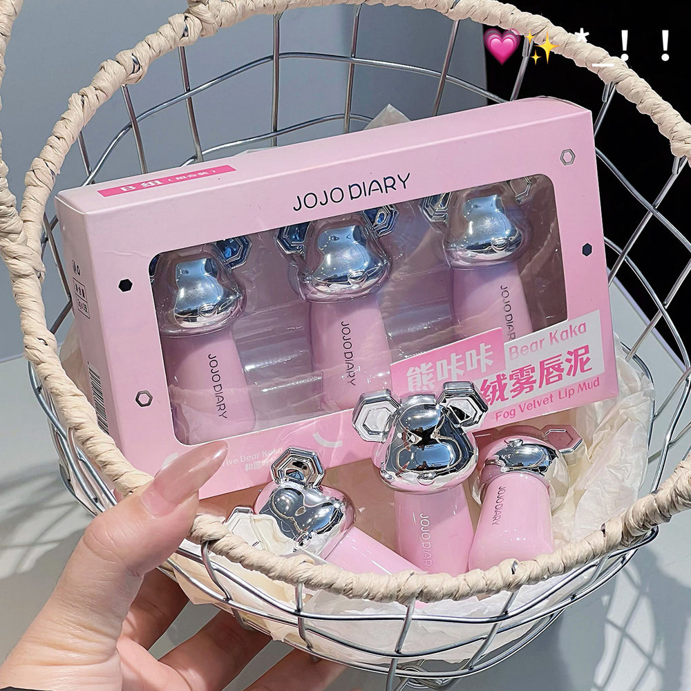 Jojo diary bear kaka velvet mist lip mud lip glaze suit velvet matte matte student affordable whitening lipstick