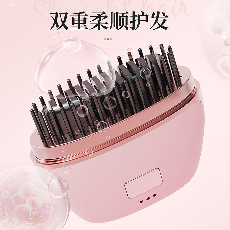 New arrival cross-border wireless mini hair straightening comb, lazy hair straightener, curling iron, smooth hair with one comb, no hair pulling, warm ceramic heating