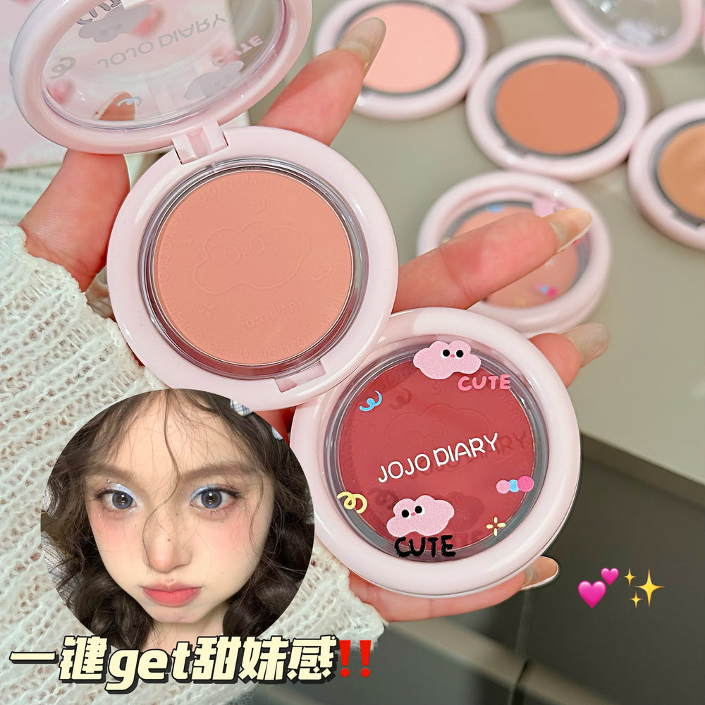 Jiujiu diary cloud soft mist blush low saturation expansion tender pink matte nature brightening contouring student rouge