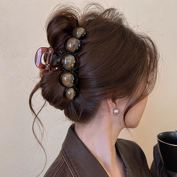 2025 new arrivalelegant amber bead clip women's hair clip large hairpin back of head classy shark clip headwear