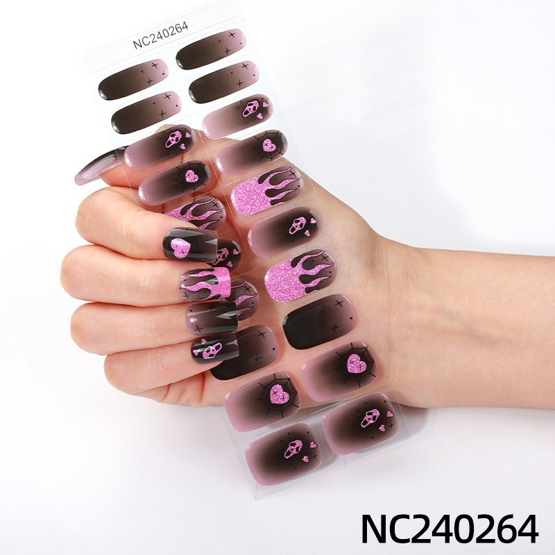 Zhengxiang halloween nail art stickers waterproof uv gel stickers fashion cross-border semi-baked nail stickers customized wholesale cute