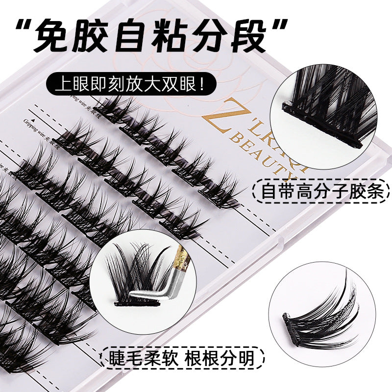 36 clusters of glue-free false eyelashes suit european and american curling self-adhesive removable thick eyelashes tweezers eyelash set
