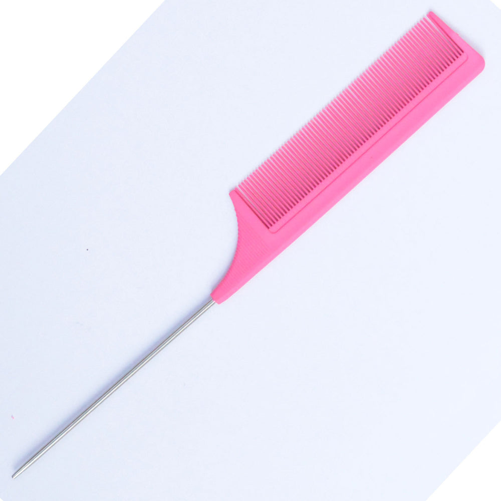 in stock steel needle comb pointed tail comb high temperature resistant highlighting hair distribution long tail comb hair cutting sectioning comb hairdressing styling comb