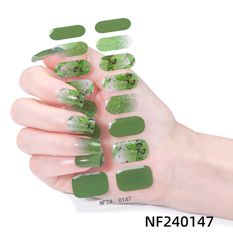 Zhengxiang personalized gel manicure stickers french butterfly onion powder smudged uv photo lamp semi-baked semi-cured nail stickers