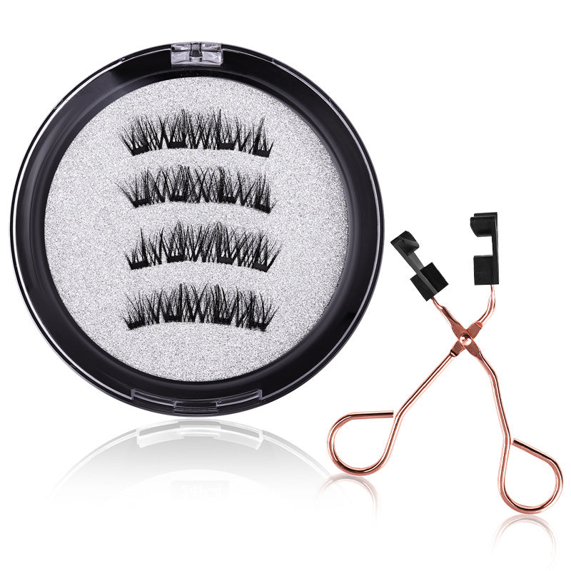 Magnetic false eyelashes - european & american style, four-clip set, glue-free, reusable, magnetic eyelashes