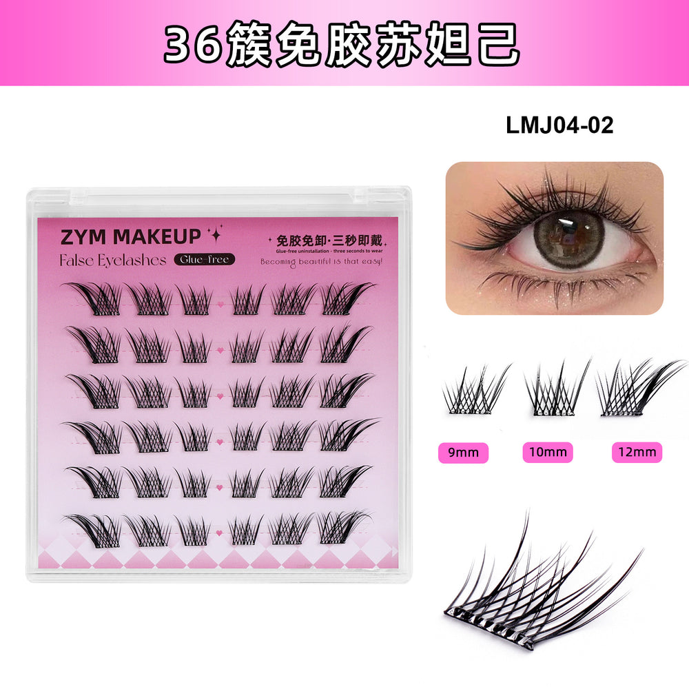 Premium european & american segmented glue-free false eyelashes - 10 rows of dense, self-adhesive, hard band lash extensions set - ready stock wholesale