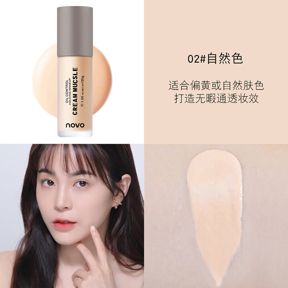 Novo shimmer cream foundation - concealing, acne-proofing, brightening, long-lasting, oil-control, hydrating, dewy finish