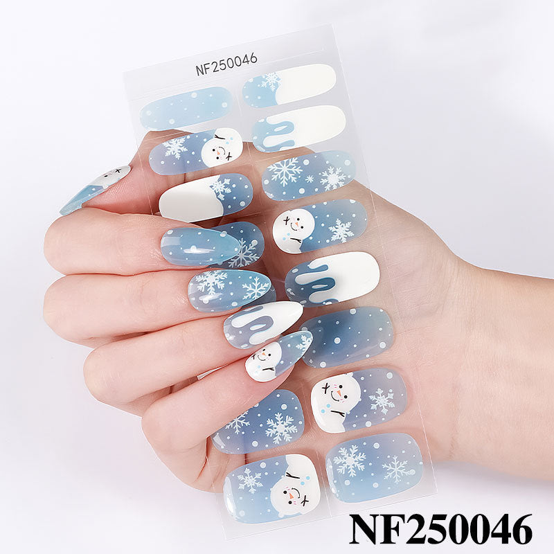 Zhengxiang christmas gel nail stickers waterproof onion powder flash cross-border fashion uv semi-baked manicure stickers full stickers personalized
