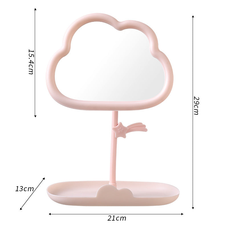 Cosmetic mirror girly heart plastic rotatable desktop desktop storage dressing mirror for home dormitory home portable mirror
