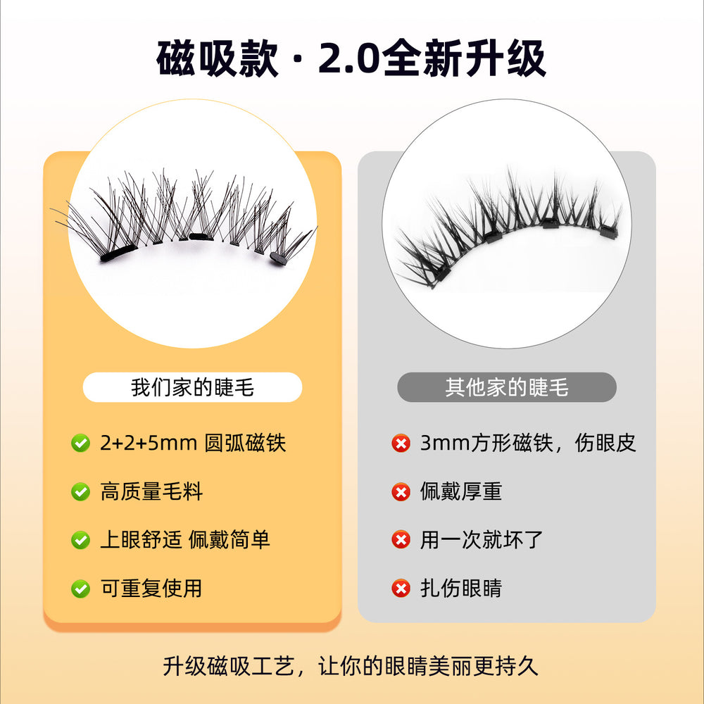 [amazon eyelash all-in-one box] european and american thick and portable artificial glue-free strong magnetic black stem eyelashes one piece
