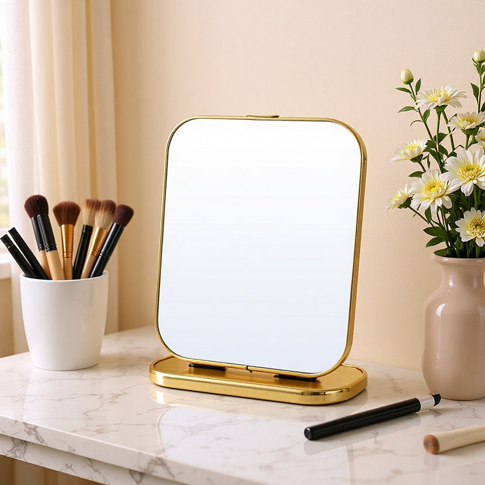 Cosmetic mirror desktop storage desktop for home hd gold dressing mirror bedroom home dormitory mirror makeup desktop